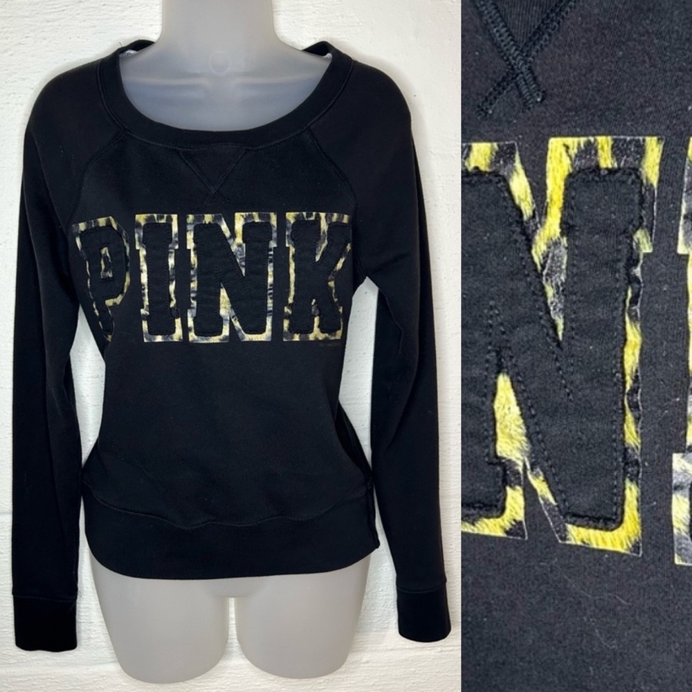 VS PINK- black leopard print letters